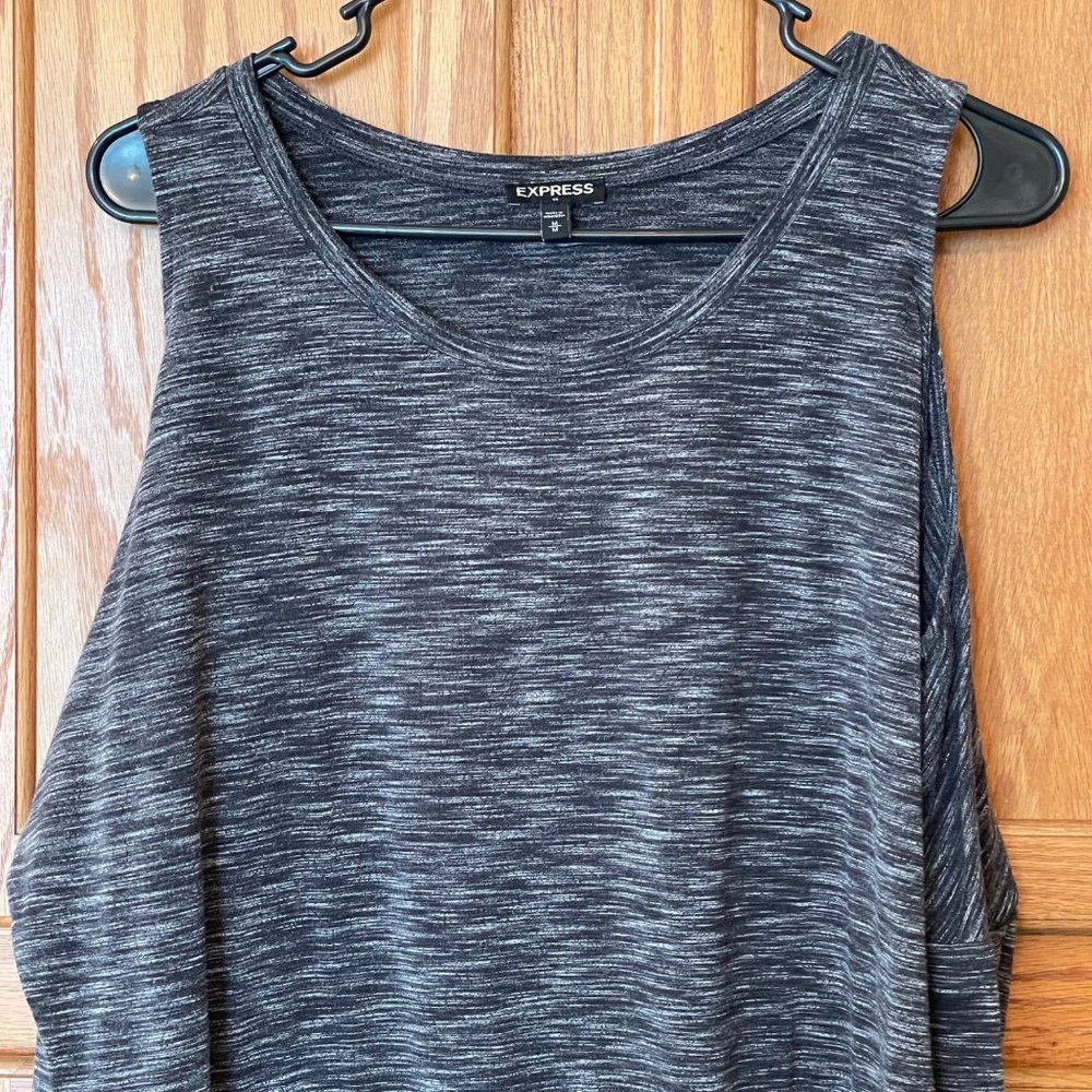 Express Cold Shoulder Dress Slouchy Long Sleeve Space Dyed Gray Womens M Tunic - Picture 5 of 13